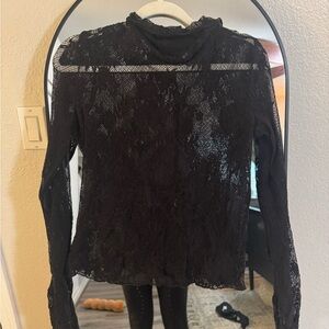Free People Black Lace Blouse